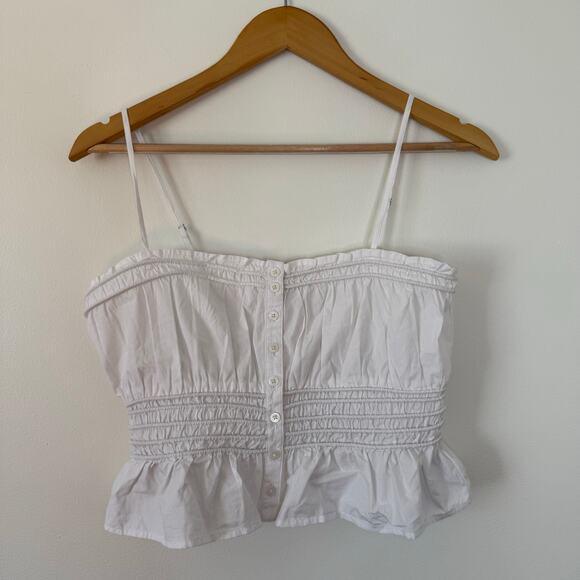 NWT Madewell Smocked Button-Front Top in Poplin Size XS - Picture 5 of 8